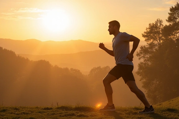 Isang masiglang lalaki na nag-eehersisyo sa umaga, na nagpapakita ng tuloy-tuloy na enerhiya sa buong araw.